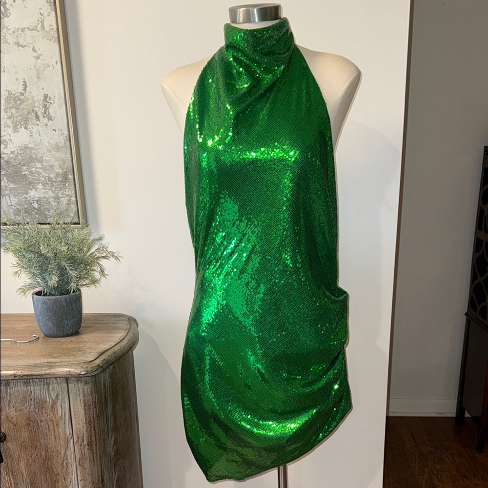 Amanda Uprichard Samba Emerald Sequin Dress. Large. Like new.